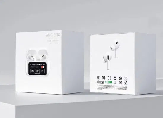 White A9 Pro ANC AirPods with Screen | Bluetooth 5.4 Advanced noise cancellation and long battery life