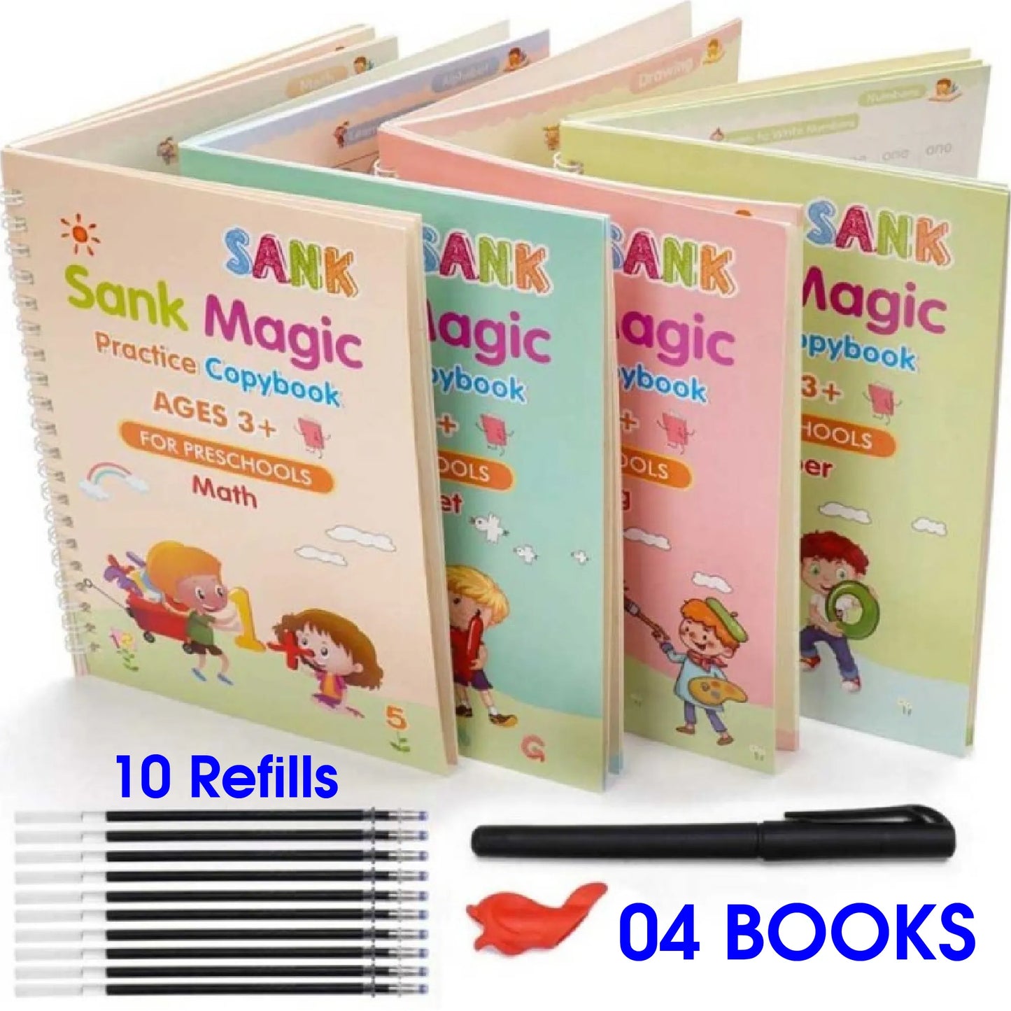 4 in 1 Sank Magic Book | Reusable Magic Practice Copy Book