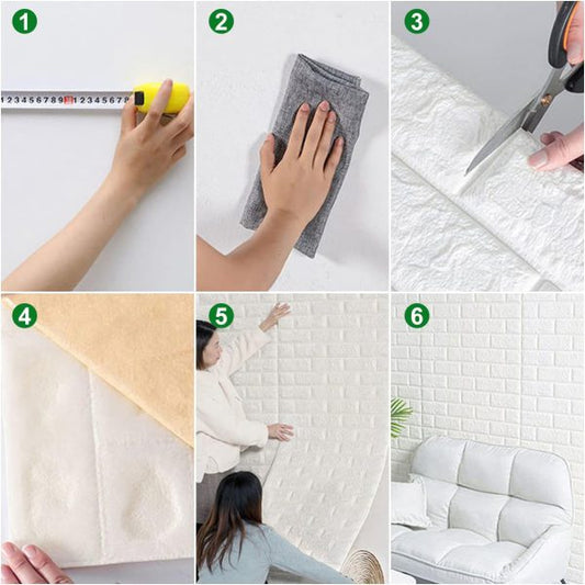 3D White Brick Wall Stickers | Self-Adhesive Waterproof Home Decor Smart Wall Sticker Sheet