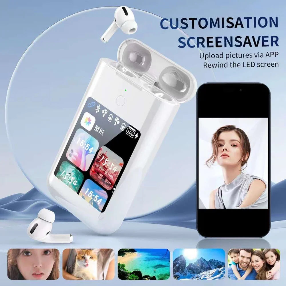 TF20 Box 3-in-1 Earbuds with Power Bank & Multimedia Display | Noise Reduction, Touch Control, & Customizable Screen Smart 3-in-1 Earbuds